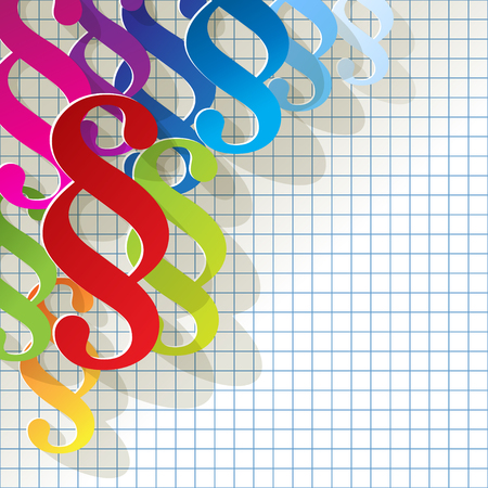 Paragraph colorful paper icon in the corner on a checkered paper background.のイラスト素材