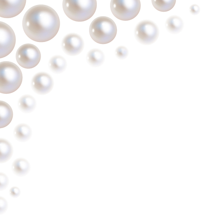 Pearls Vector bokeh in the corner on a white background.のイラスト素材