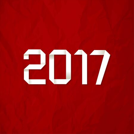 Origami 2017 symbol on crumpled paper red backgroundのイラスト素材