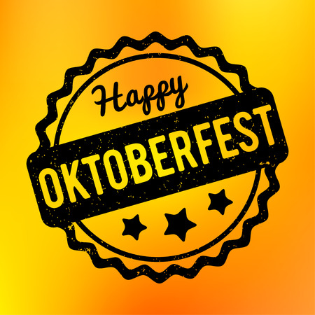 Oktoberfest rubber stamp black on a yellow bokeh background.のイラスト素材