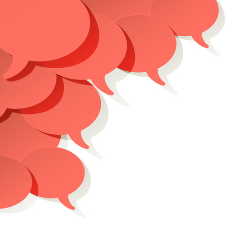 Chat speech bubble vector ellipse Coral color on a white background in the cornerのイラスト素材