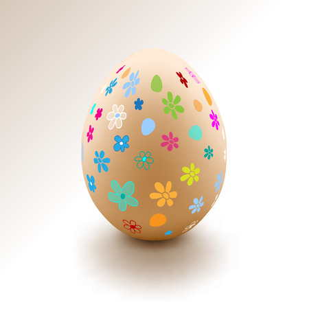 Happy easter egg with flowers postcardのイラスト素材