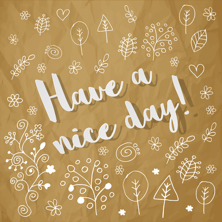 Have a nice day postcard with floral ornamentsのイラスト素材
