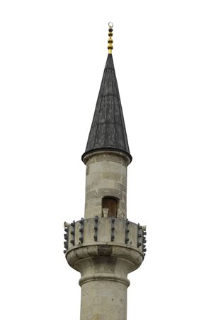 The single minaret on the white backgroundの写真素材