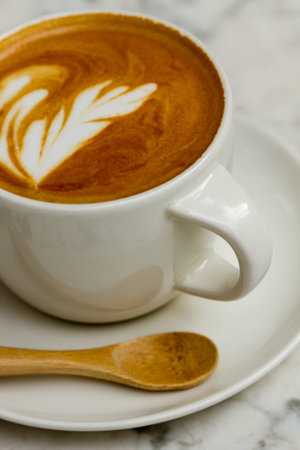 White cup of coffee latte or mocha