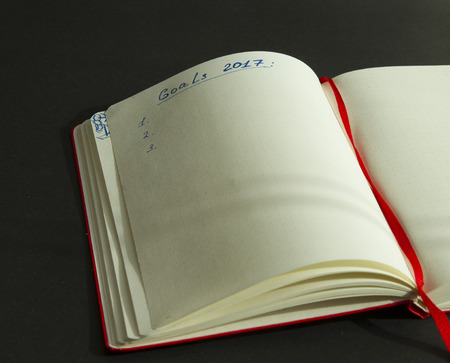 Goals for 2017 written in the organazer on black backgroundの写真素材
