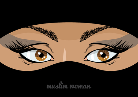 Beautiful eyes of of arabic muslim woman in niqabのイラスト素材