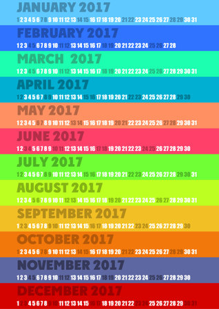 Colored striped calendar 2017