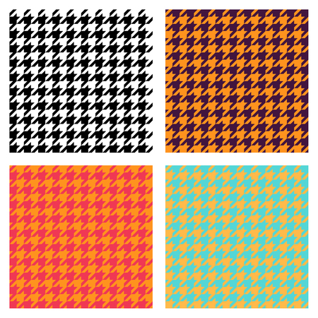 Set of seamless duotone textile patterns. Chekered ornament houndstooth, hounds tooth check, hound's tooth, dogstooth, dogtooth, dog's tooth or pied-de-poule.のイラスト素材