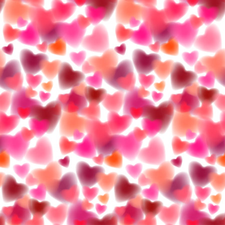 Seamless soft red blurred background with hearts. Vector illustration EPS10.