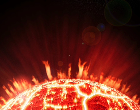 Abstract planetary. Luminous light spots in spaceの写真素材