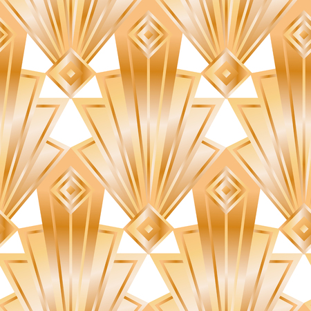 Seamless golden art decor pattern with abstract shells. Vector fashion backdrop in vintage style.のイラスト素材
