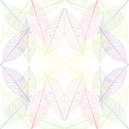 Seamless pattern with skeleton leaves. Autumn background. Vector illustrationのイラスト素材