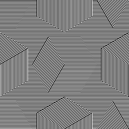 Abstract vector seamless moire pattern with cubic lattice lines. Monochrome graphic black and white...