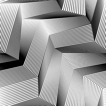 Abstract vector seamless moire pattern with lines. Monochrome graphic black and white ornament....