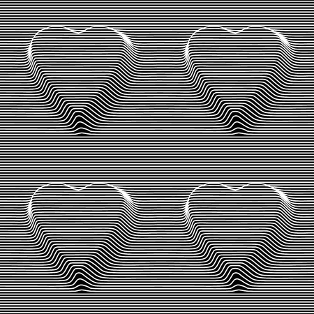 Hearts seamless moire pattern with linesの写真素材