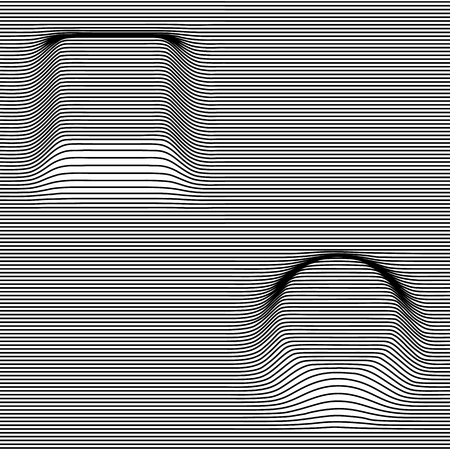 Abstract vector volumetric moire seamless pattern with lines. Op art backgroundの写真素材