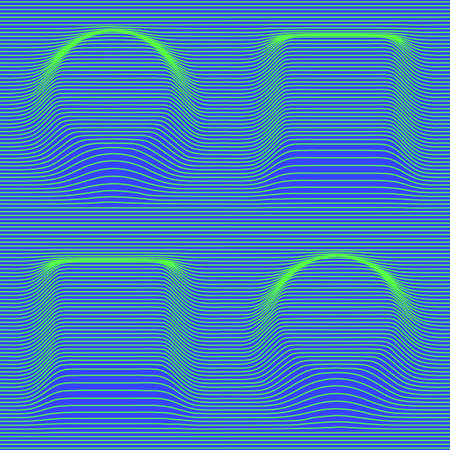 Abstract vector volumetric moire seamless pattern with lines. Op art background