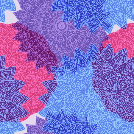 Seamless background with ornament mandala. Round arabesque design patternの写真素材