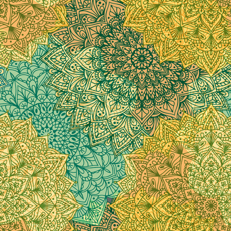 Seampess background with ornament mandala. Round arabesque design patternの写真素材