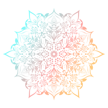 Hand drawn abstract mandala design. Vector holographic round pattern. Arabesque design elementの写真素材