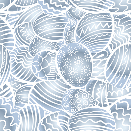 Seamless vector pattern with hand drawing eggs. Easter holiday background of doodle holiday symbolのイラスト素材