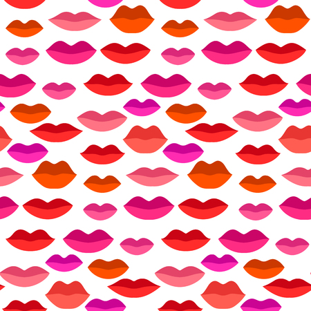 Seamless vector pattern, colorful sexy lips. Repeats texture of textile, wall, fabric, gift paper. Concept for Valentines Dayの写真素材