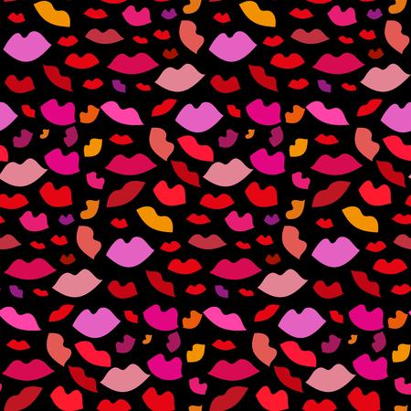 Seamless vector pattern, colorful sexy lips. Repeats texture of textile, wall, fabric, gift paper. Concept for Valentines Dayの写真素材