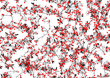 Vector tangled branches with berries. Elements of design in japan styleの写真素材