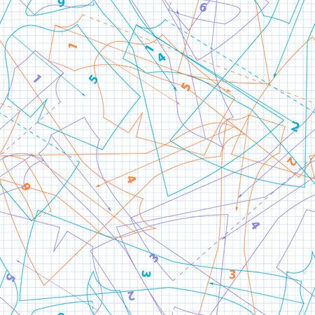 Seamless pattern of colorful patterns to sew. Sewing abstract background.のイラスト素材