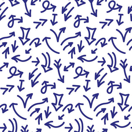 Seamless ve.ctor pattern with doodle handwritten arrows.のイラスト素材