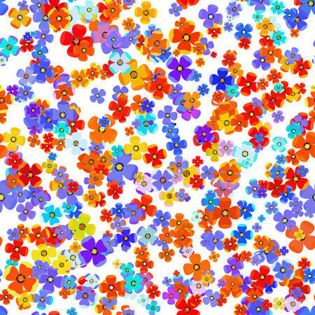 Seamless pattern of colorful abstract flowers.