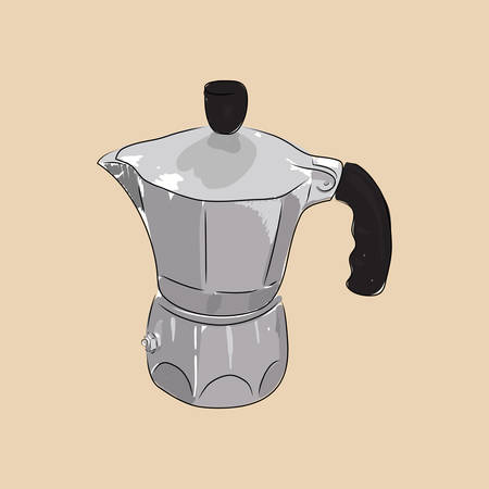 Coffee maker geyser isolated on background. Hand drawn sketch. Art vector illustration for your designのイラスト素材