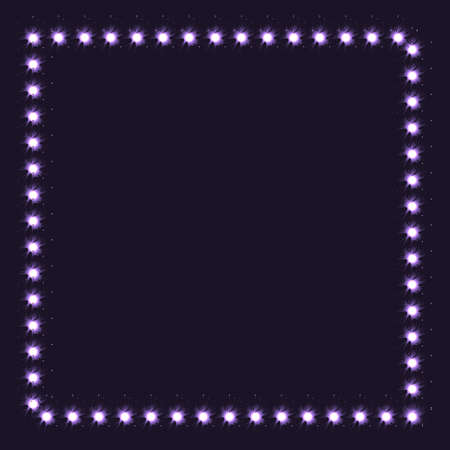 Cute frame made of glowing blots arranged in a square on a dark blue background. Art vector illustration for your design. EPS10のイラスト素材