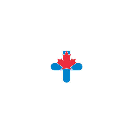 Maple leaf medical pharmacy logo icon illustrationのイラスト素材