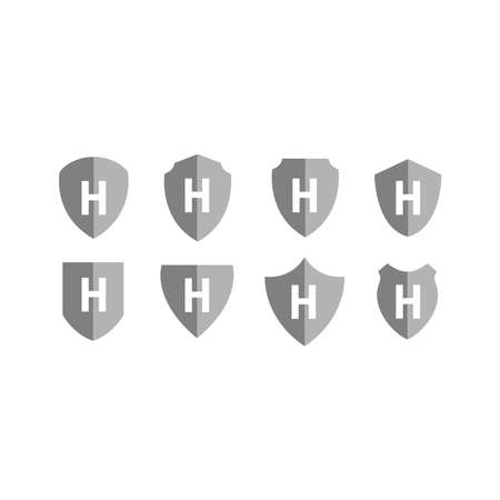 letter H on the shield logo icon templateのイラスト素材