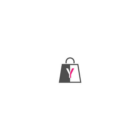 Letter Y on shopping bag. Abstract shopping logo. Online shop logoのイラスト素材