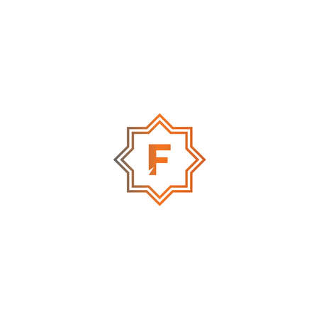 Square F  logo letters design concept in black and orange color illustrationのイラスト素材