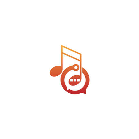 Music note logo and tone icon bublle chat concept design illustrationのイラスト素材