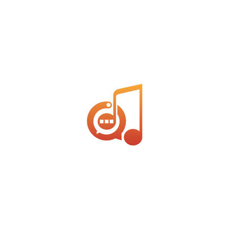 Music note logo and tone icon bublle chat concept design illustrationのイラスト素材