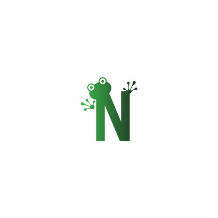 Letter N logo design frog footprints concept icon illustrationのイラスト素材