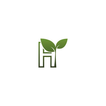 Letter H With green Leaf Symbol Logo Templateのイラスト素材
