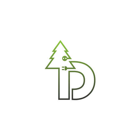D Letter tree Logo, Concept Letter D + icon treeのイラスト素材
