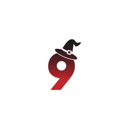 Number 9 witch hat concept design Illustratorのイラスト素材