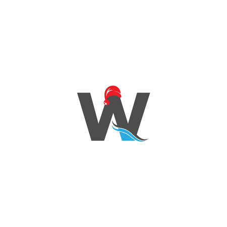 Letter W Santa hat concept design illustrationのイラスト素材