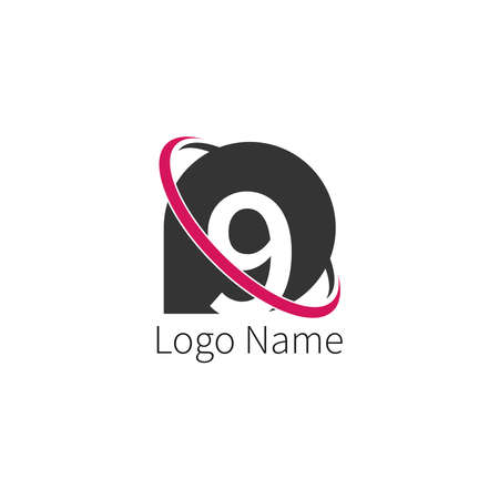 Number 9 circle icon Logo, design number + icon circle concept illustrationのイラスト素材