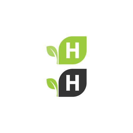 Letter H  logo leaf icon design concept vectorのイラスト素材
