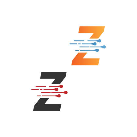 Letter Z  simple  tech logo with circuit lines style icon templateのイラスト素材