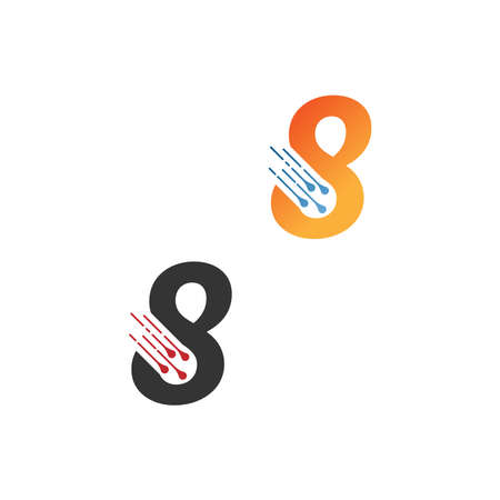 Number 8  simple  tech logo with circuit lines style icon templateのイラスト素材