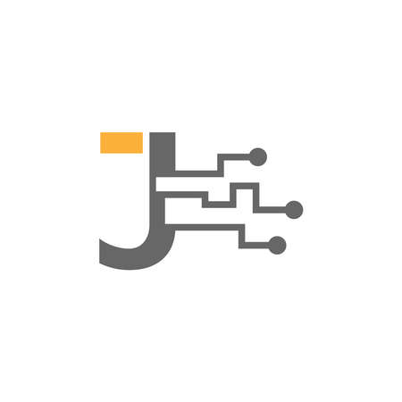 Letter J  Circuit technology logo icon creative design illustrationのイラスト素材